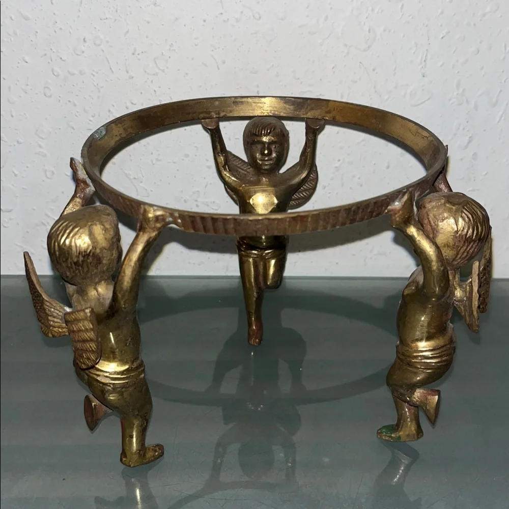 Vintage brass Cherub base/candle holder